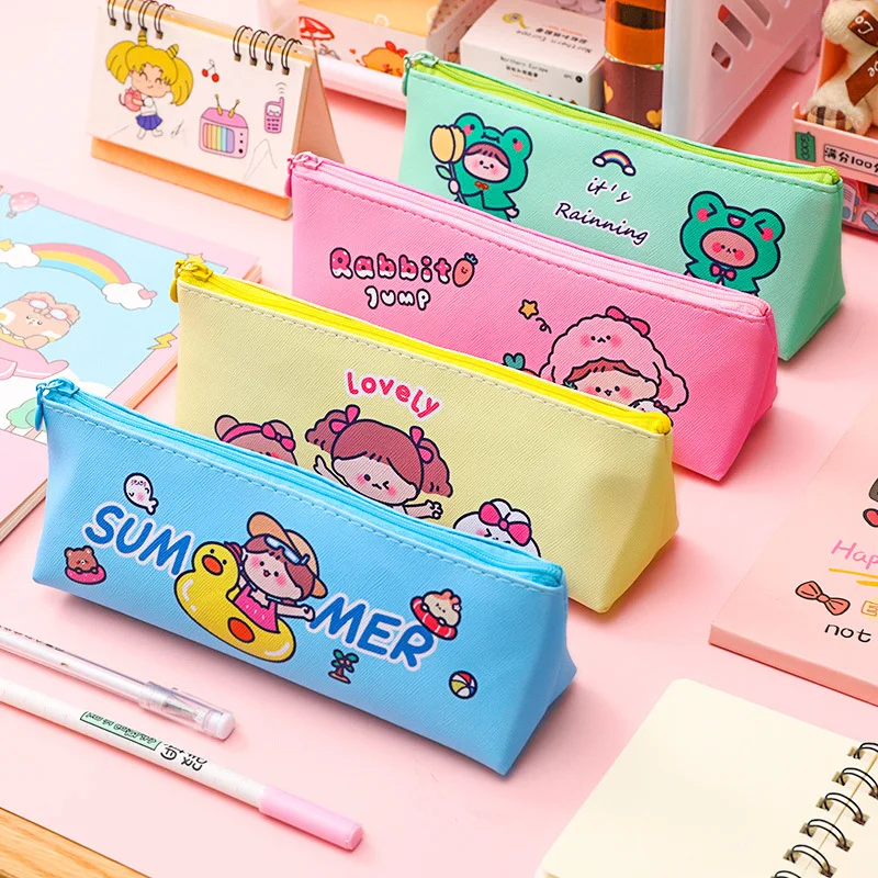 

1 шт. Kawaii милые штаны-карандаш для девочек детские сумке из искусственной кожи; Высокое Ёмкость ручки сумки школьные стационарный получить и...