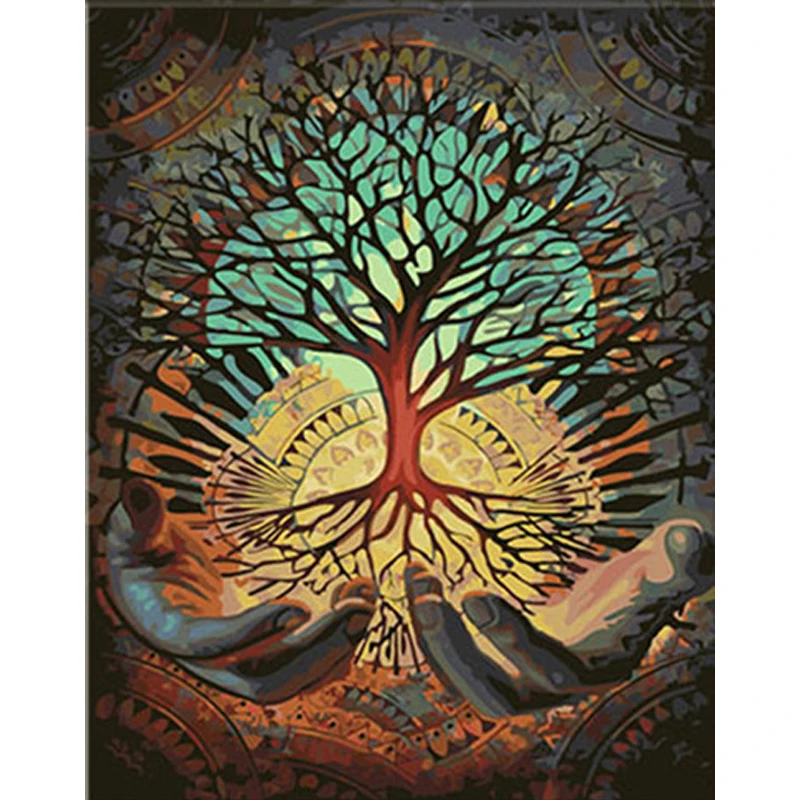 

Tree of Hope Painting By Numbers For Adults DIY Kits HandPainted On Canvas With Framed Oil Picture Drawing Coloring By Number