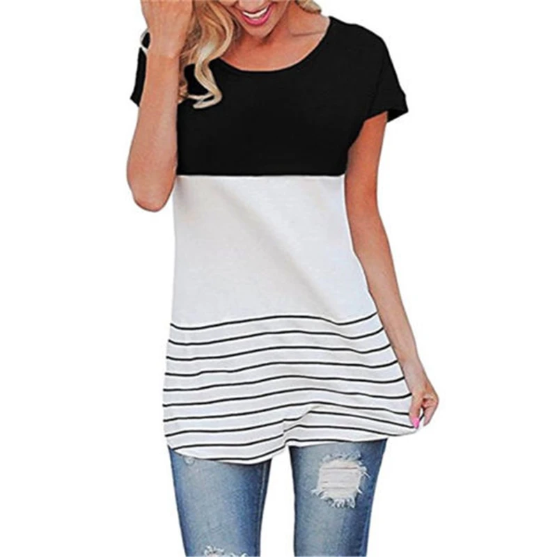 Кружевная одежда для кормящих женщин футболка в полоску с коротким рукавом