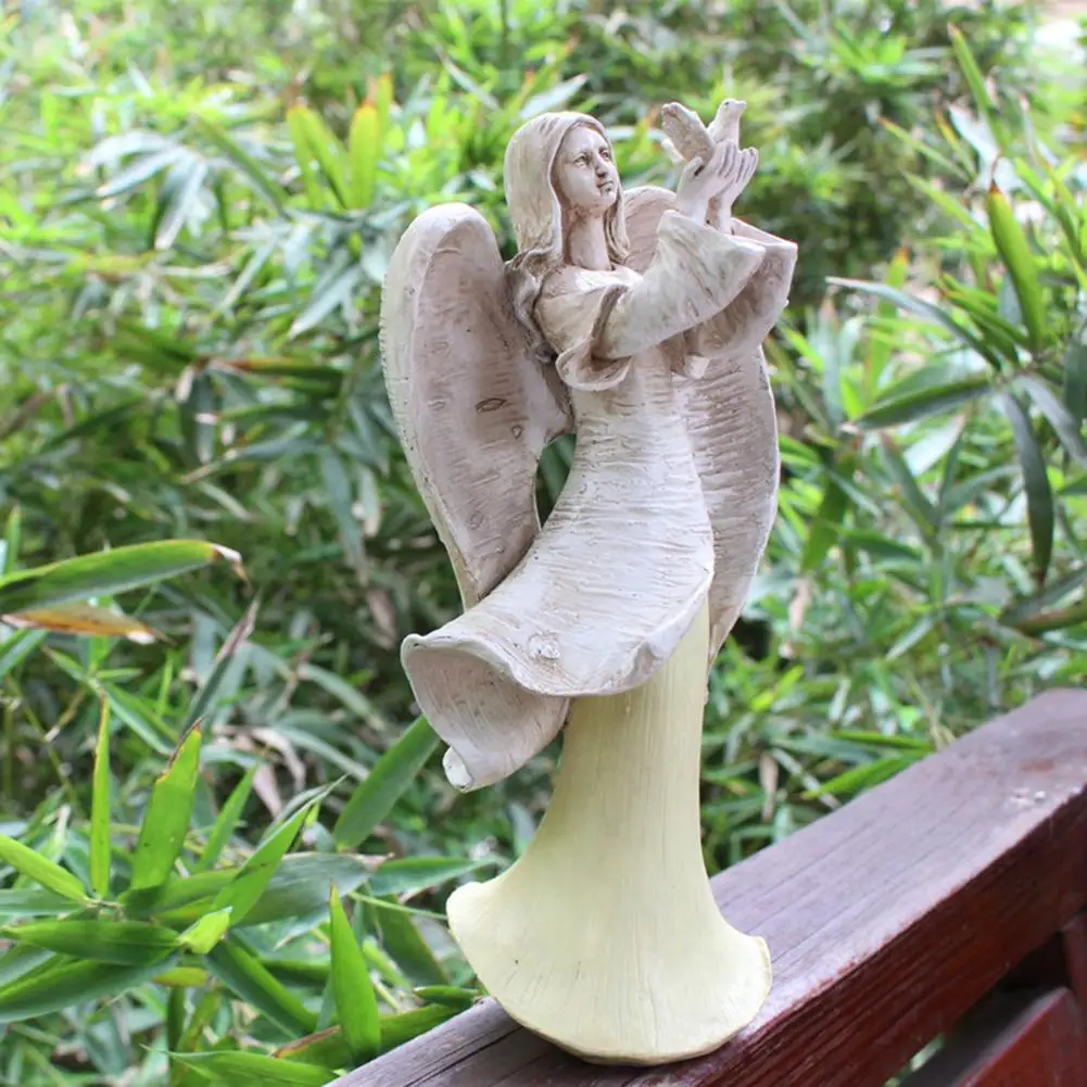 

Garden Angel Statue Collectible Angel Sculpture Shelf Showpiece Outdoor Garden Indoor Decoration Accessories