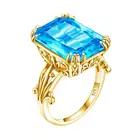 Из 14-каратного золота с Цвет натуральная кольцо с голубым топазом 925 Серебряные кольца для женщин обручальное кольцо серебро 925 драгоценных камней ювелирные изделия