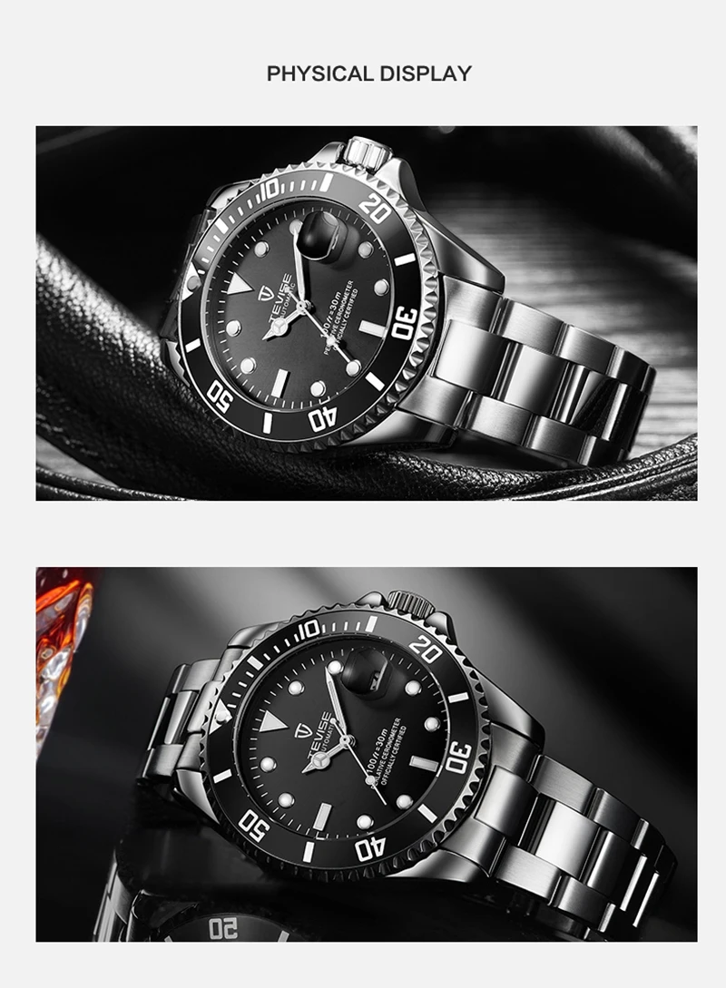 Tevise Top Brand Luxury Men Mechanical Watches Automatic waterproof Stainless Steel Men Wristwatches Relogio Masculino