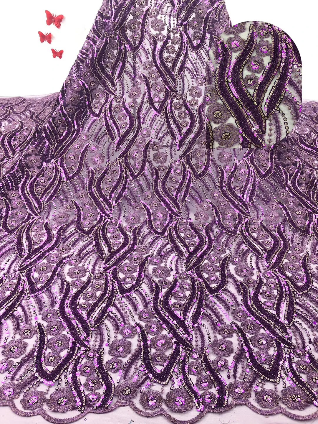 

African sequins lace fabric 2019 high quality lace Nigerian tulle lace fabric bride French net lace fabric G00581