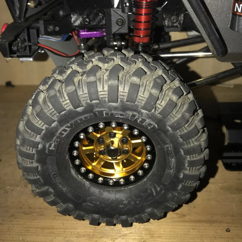 

4PCS Metal Alloy Gold 1.9 Wheel Rim Wheel Hub for 1/10 RC Crawler Car Axial SCX10 90046 D90 TF2