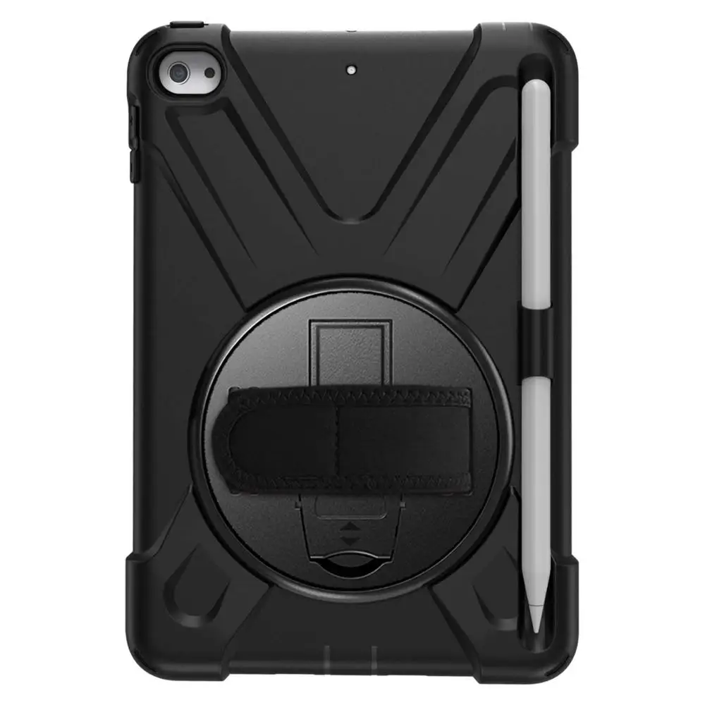 black Детский противоударный чехол для iPad Mini 5 4, вращающийся на 360 градусов, прочный Чехол из поликарбоната с ремешком на руку, чехол-подставка для iPad Mini 4 5, чехол - Цвет: black