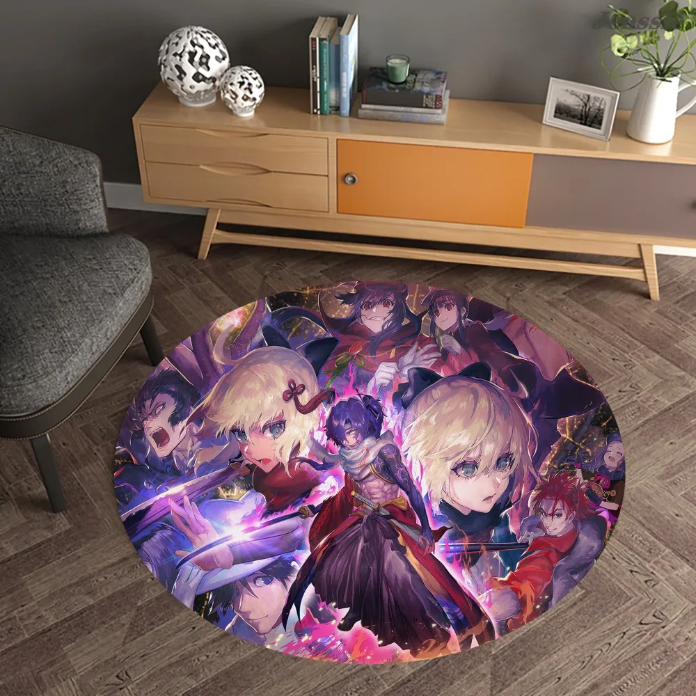 

3D Fate/Grand Order Round Bedroom Carpets Role-playing Mobile Games Round Area Rugs Cartoon Parlor Bedroom Anti-slip Floor Mat