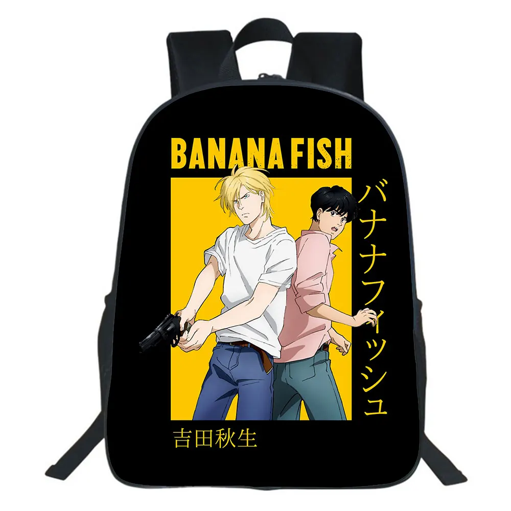 

16 inch Banana fish Backpack Boys Girls Student Bookbag Children Bag 3D Anime Printing Fashion Rucksack Children's gifts