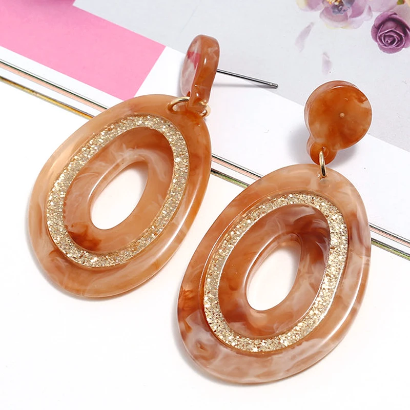 

Glittering Acrylic Statement Stud Earrings For Women Sparkling Ear Jewlery