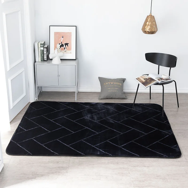 

Entrance carpet Nordic Non-slip Flannel Embossed 3D door mat grid pattern custom made bedroom rug livingroom bathroom floor mat