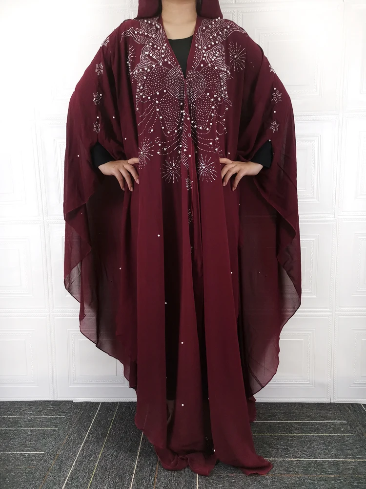 Luxury African Dresses for Women 2022 New Clothing Dashiki Diamond Abaya Dubai Robe Evening Long Muslim Dress Hood Cape | Тематическая