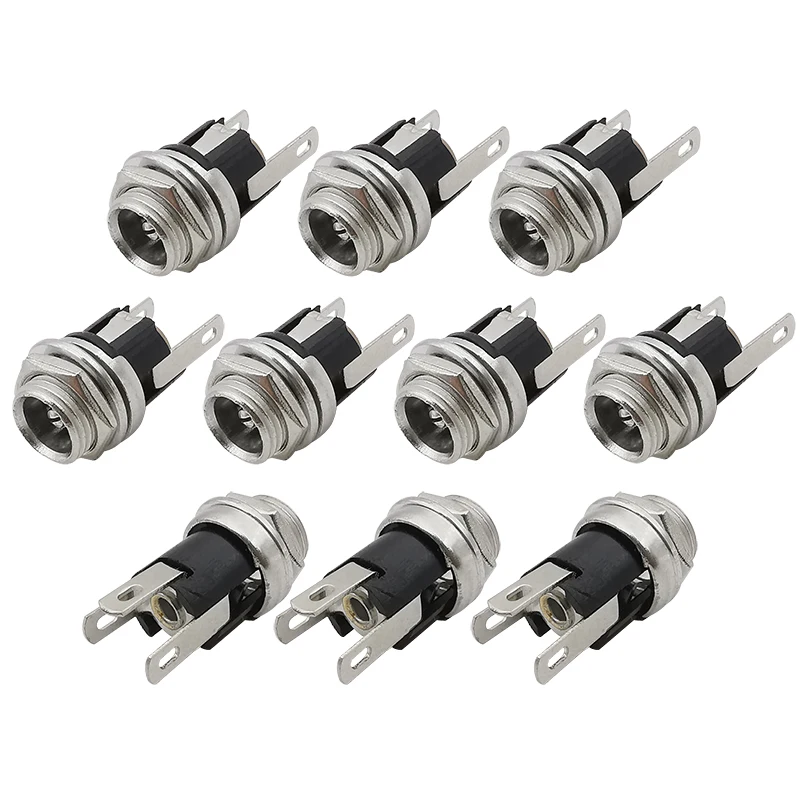 

10/5Pcs DC-025M 5.5x2.1mm DC Socket Connector 5.5 x 2.1mm DC Power Supply Female Jack Plug Panel Mount Connectors Adapter