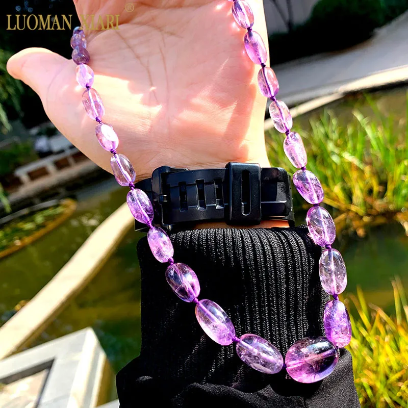Original Hand-made 100% Natural Amethysts Necklace Tower Design Purple Crystal For Women Girls Gift length 50cm | Украшения и