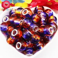 10 pcs new color resin murano charm big hole rondelle spacer beads for jewelry making fit pandora bracelet snake chain diy craft