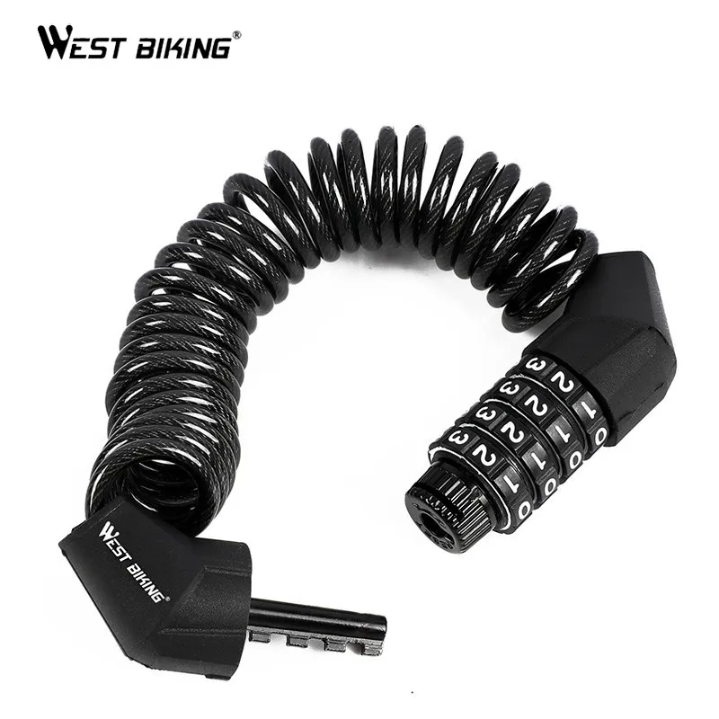 

WEST BIKING Mini Helmet Lock Anti-theft 4 Digit Password Bicycle Locks for Scooter Motorcycle Portable MTB Road Bike Cable Lock