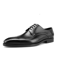 mens classic suit leather shoes formal wear handmade single shoes brock carved pointed toe black leather wedding shoes