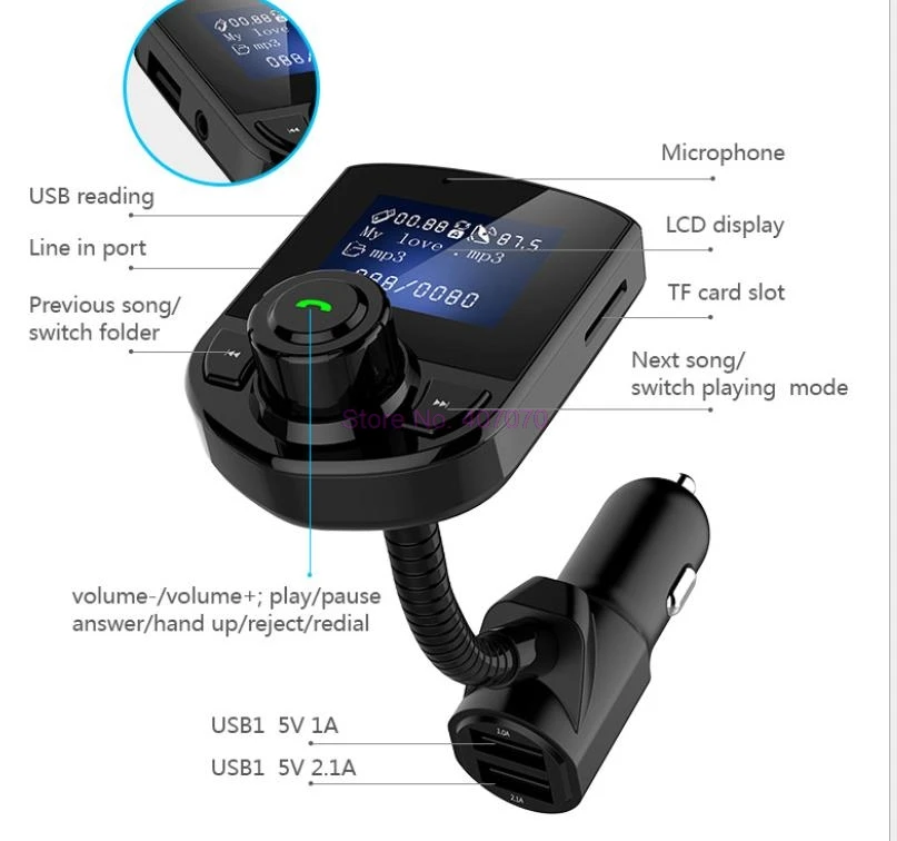 Автомобильный fm-передатчик 10 шт. зарядное устройство для автомобиля с Bluetooth А USB