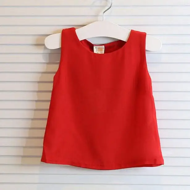 TELOTUNY/детская одежда однотонная шифоновая футболка без рукавов для девочек (От 1