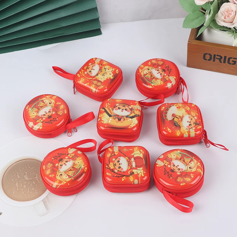 

Fashion Classic New Year Tinplate Round Coin Purse Mini Vintage Storage Tin Coin Gift Box 2022