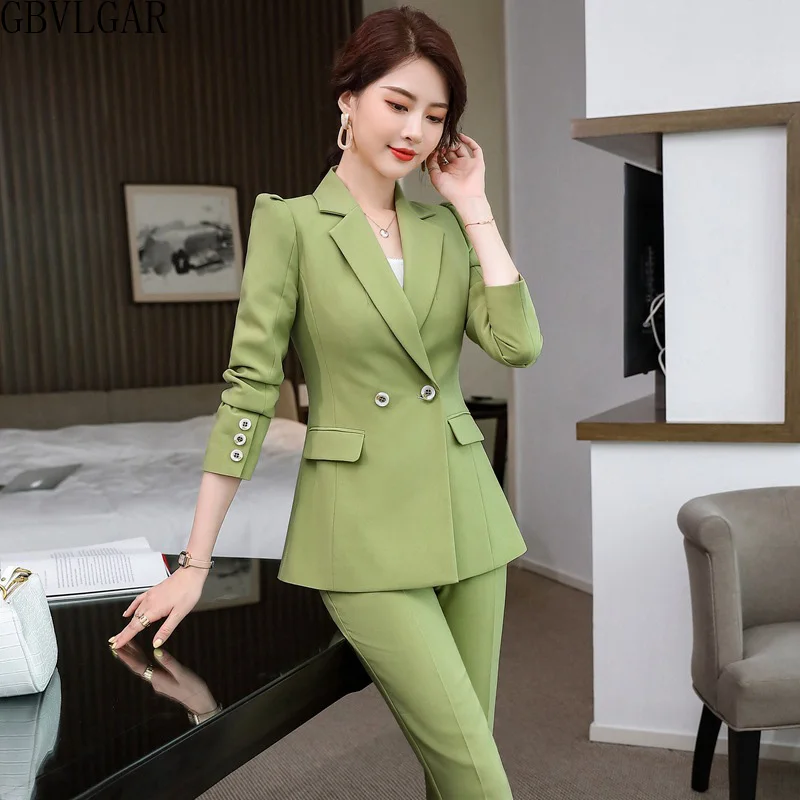 

Весенний Новый темпераментный тонкий пиджак с длинным рукавом и брюки Деловые женские формальные брюки костюмы офисные дамские интервью Р...