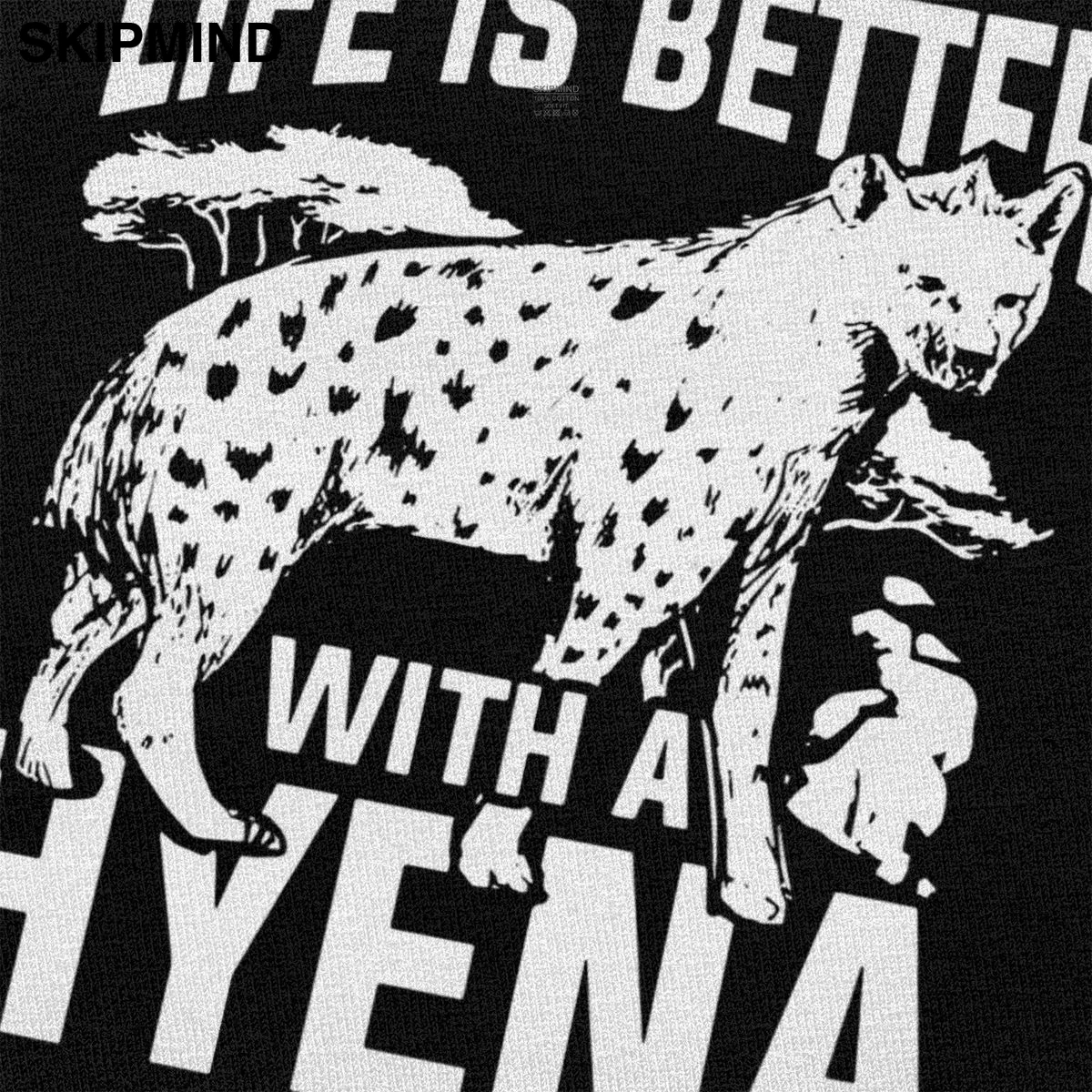 Смешные мужские гиена Футболка короткий рукав Мягкая футболка хлопок