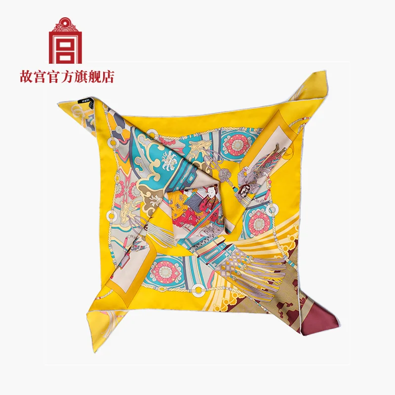 

Imperial Palace Ziban Honghua Square Scarf Silkworm Silk Scarf Scarf Wearing Gift Official Birthday Gift of Imperial Palace