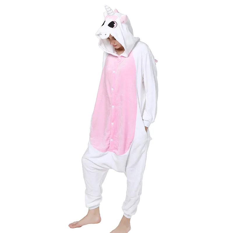 

2020 New Adult Flannel Cosplay Costume Pink Unicorn Onesie Costumes Unisex Create Dance Fancy Unicornio Pajama Halloween Party