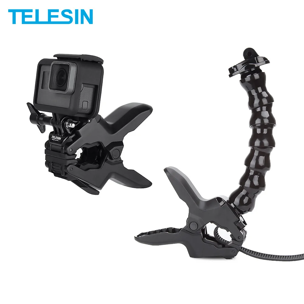TELESIN Gooseneck Neck Flex Clamp Mount Holder Adjustable for GoPro Hero 10 9 8 7 6 5 4 Insta360 Osmo Action Camera Accessories