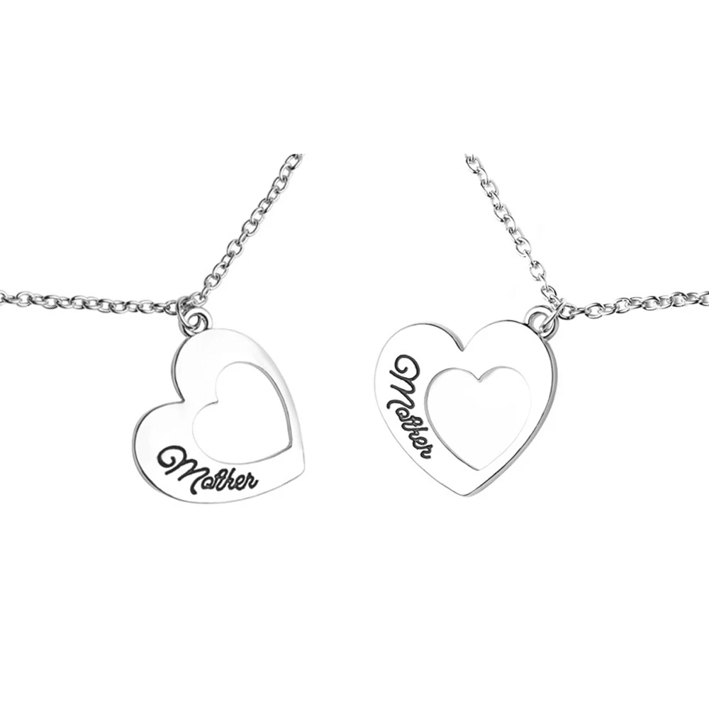 Ожерелье с подвеской в виде сердца гравировкой и надписью модное Простое для мам