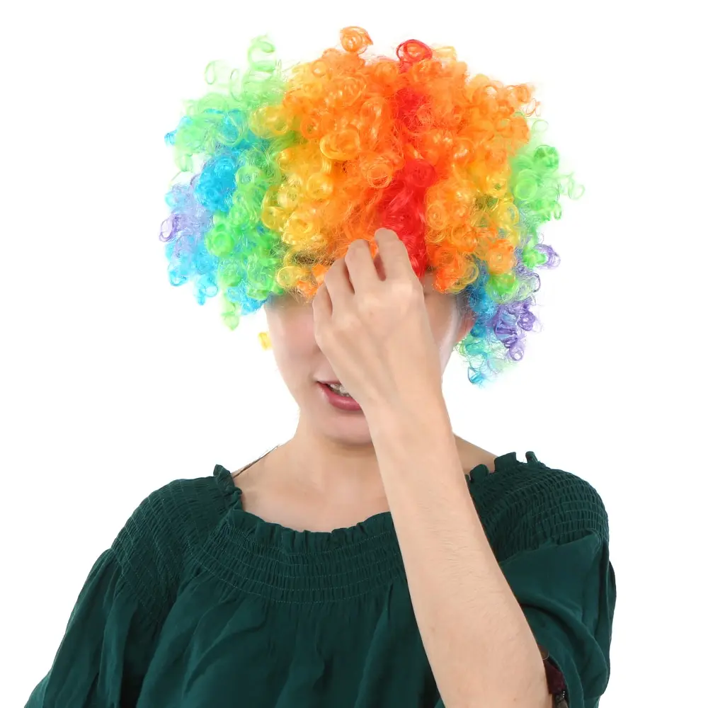 

2019 Soccer Fans Wig Explosion Curly Hairpiece Party Decoration Carnival Headwear Wigs Soccer Accessories Hair Wigs