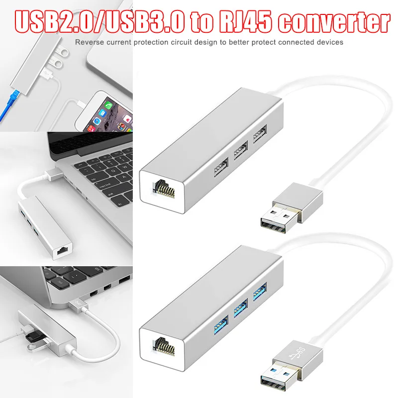 

2019 USB2.0/3.0 to RJ45 Ethernet Adapter 4 Ports Converter for Macbook ASUS Laptop H-best