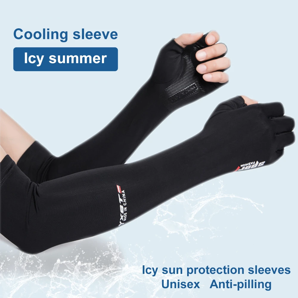 

Ice Silk Sunscreen Long-sleeved Gloves, Anti-Ultraviolet, Light and Breathable, Cooling Ice Silk