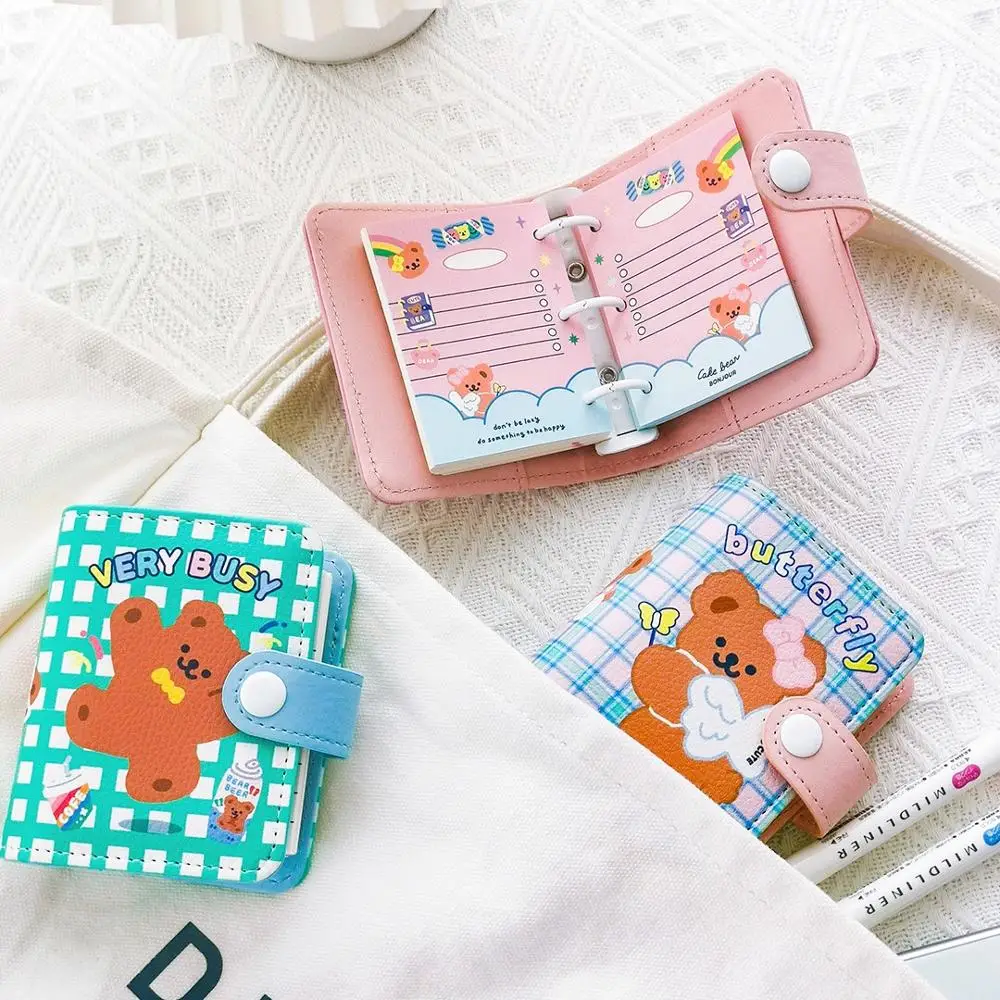 90 шт. мини дневник с кулоном изображением медведя в сетку свободный лист блокнот