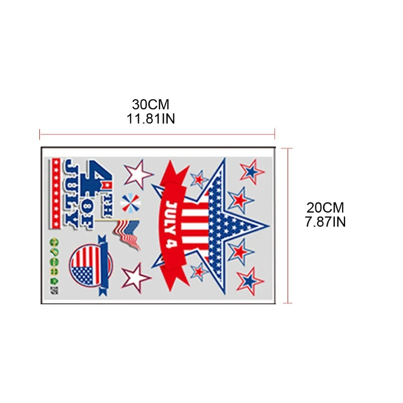 

9 Sheets Independence Day Sticker No Glue Waterproof Decals Home Car Glass Window Cling Stickers