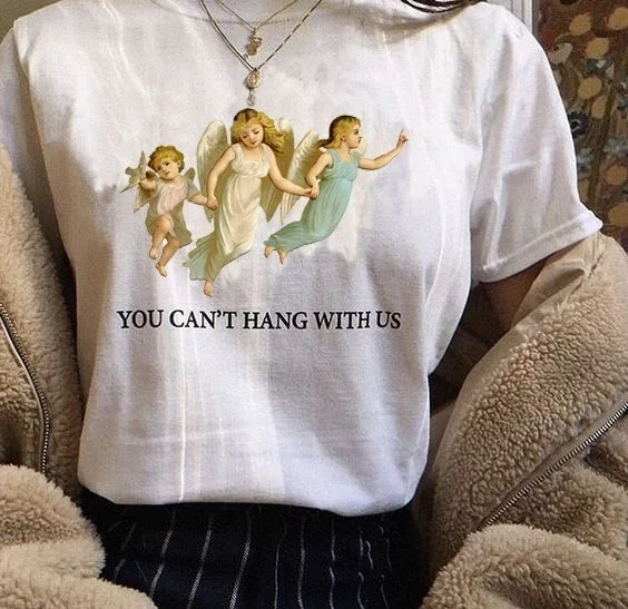 

Модная женская футболка с надписью «You't Hang with Us», Забавные топы, новинка, эластичная мягкая футболка, женские футболки с коротким рукавом