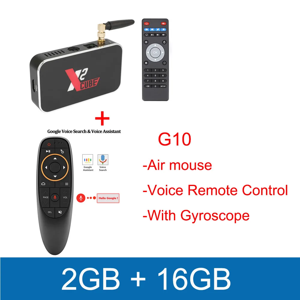 X2 PRO X2 cube Android9.0 Смарт ТВ приставка Amlogic S905X2 2G 16G 4G DDR4 3 2G приставка 2,4G/5G WiFi 1000M 4K HD медиаплеер - Цвет: 2GB 16GB Add G10