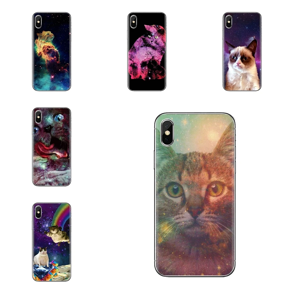 Nebula Space Cat Glasses Hipster TPU Cases For iPhone XS Max XR X 4 4S 5 5S 5C SE 6 6S 7 8 Plus Samsung Galaxy J1 J3 J5 J7 A3 A5 |
