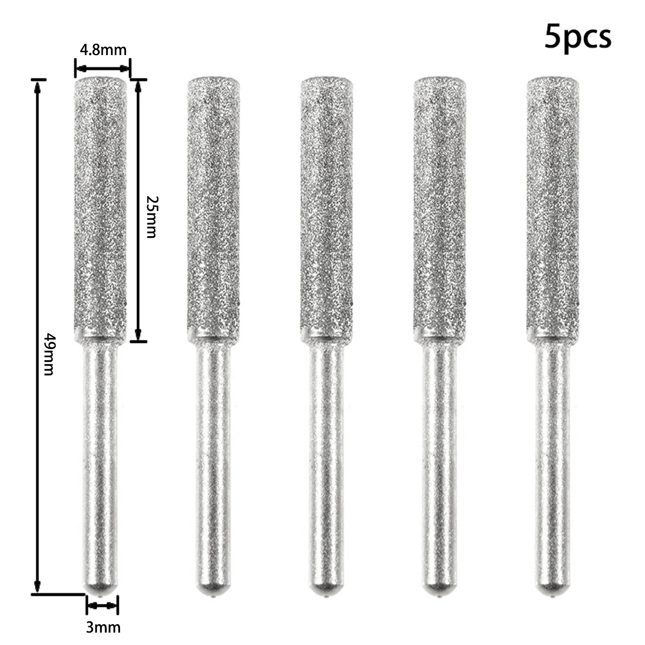 

5Pcs Diamond Coated Cylindrical Burr 4.0mm 4.8mm 5.5mm Chainsaw Sharpener Stone File Chain Saw Sharpening Carving Grinding Tools