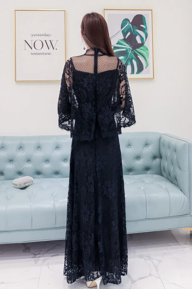 F ~ 4XL размера плюс женская одежда пикантные элегантные сетчатая Мантия с длинным