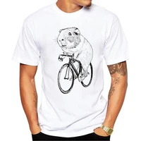 fpace new fashion guinea pig wheels men t shirt hipster animal riding printed tshirts funny tee short sleeve o neck cool tops