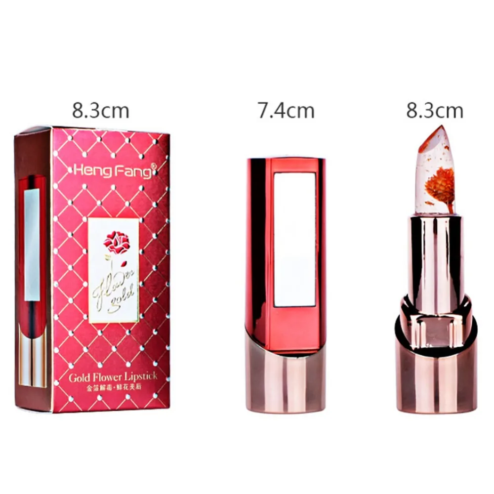 1 шт. женская красивая Желейная Цветочная меняющаяся длинная губная помада с