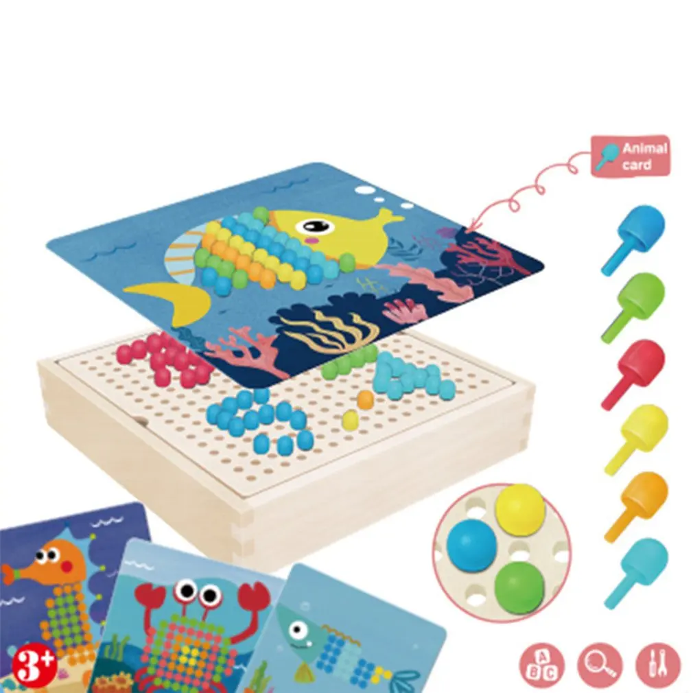 

Exquisite Pattern Spelling Board Wooden Creative Mushroom Nail Puzzle Intellectual Exercise Combination Of Boarding Toy