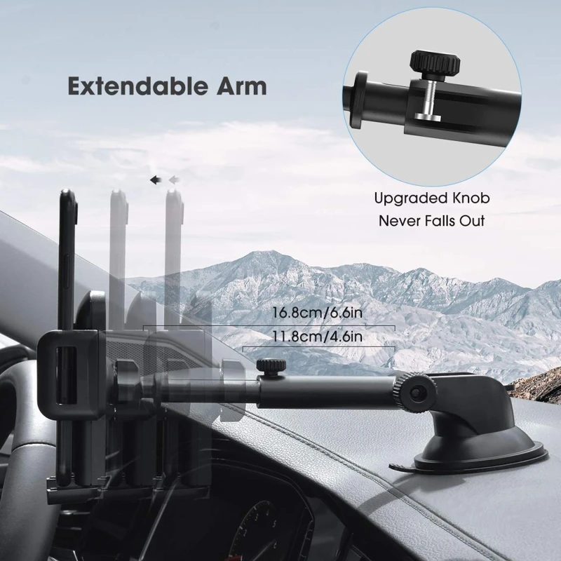 Adjustable Universal SUV Car Phone Mount with Powerful Clamps Sucker Cup Holder for Dashboard Windshield Bracket |