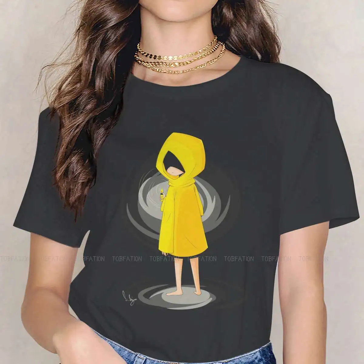 

Six Art Cute Girls Women T-Shirt Little Nightmares Game Blusas Harajuku Casual Short Sleeve Vintage Oversized Tops