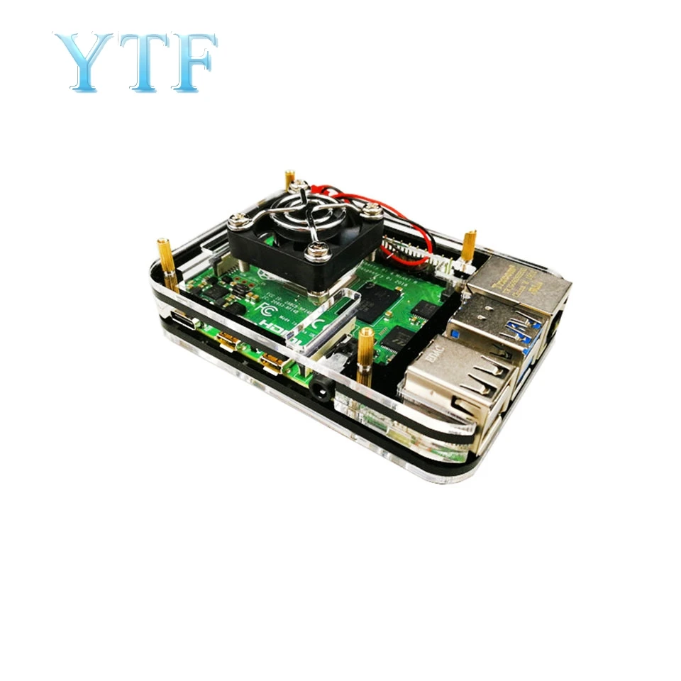 Корпус для Raspberry Pi 4B черный/радужный с вентилятором|Аксессуары демонстрационных