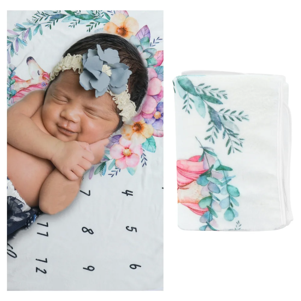 

Baby Photography Blanket Flannel Baby Milestone Blankets Backdrop Photo Prop