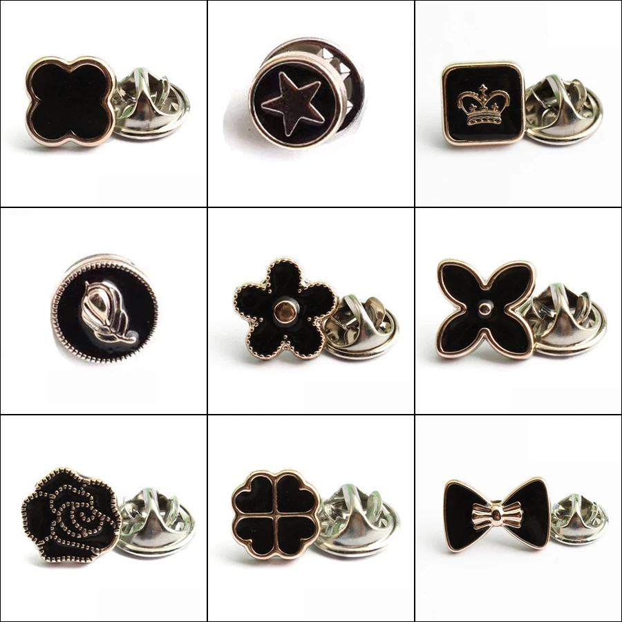 Модные регулируемые черные эмалевые пуговицы без шитья 10 шт. для рукоделия