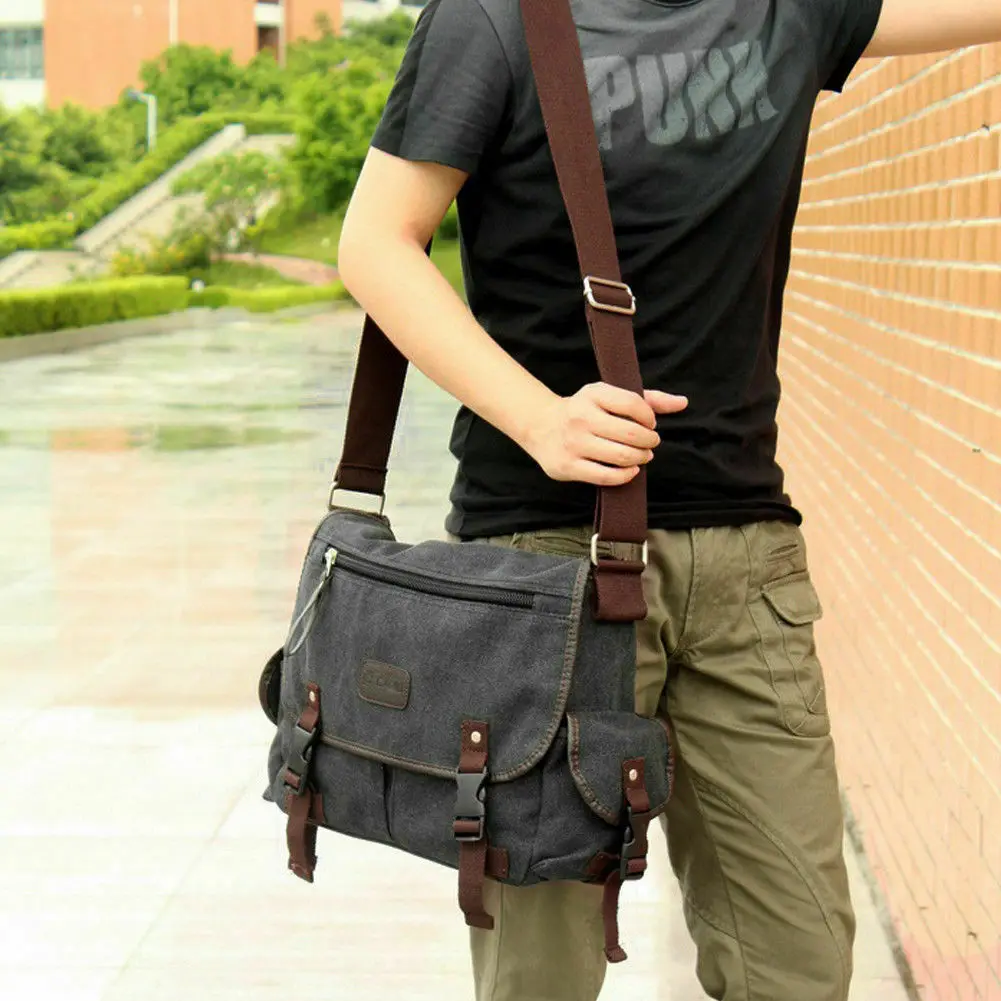 Холщовая Сумка на Молнии для мужчин и женщин мессенджер с несколькими карманами