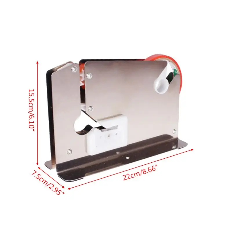 

Stainless Steel Supermarket Bag Sealing Machine Food Packaging Fruit Shop Packer Portable Tape Cutter Dispenser 20CB