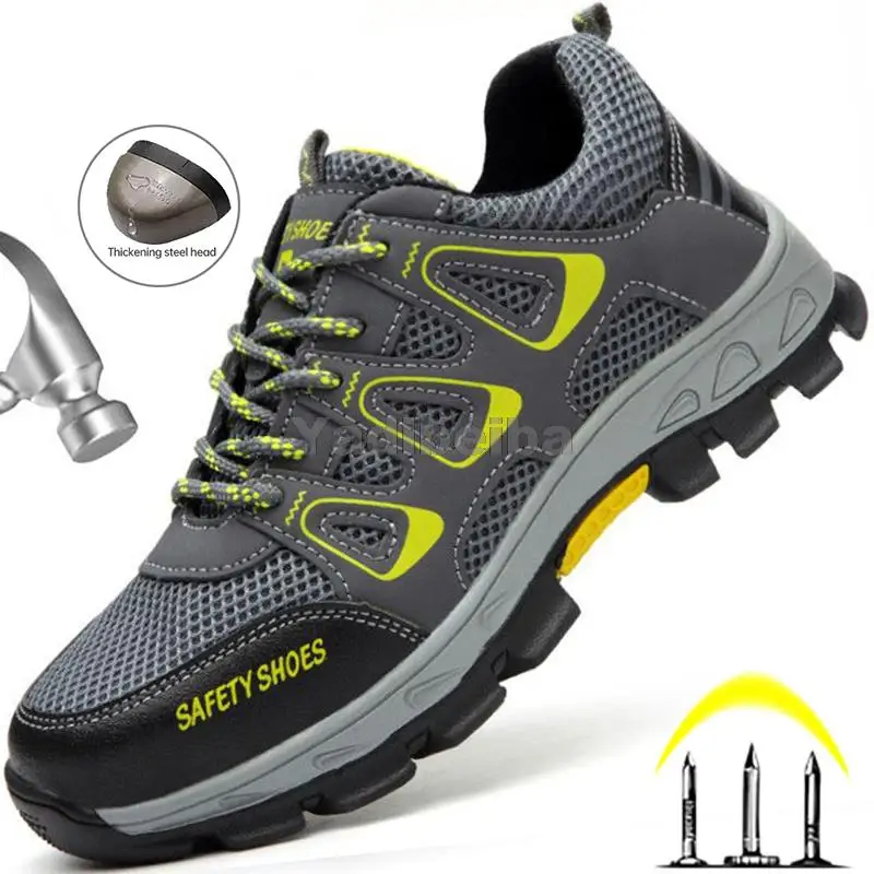

Work Safety Shoes Men Women Steel Toe Shoes Work Boots Indestructible Shoes Puncture-Proof Safety Boots Breathable Work Sneakers