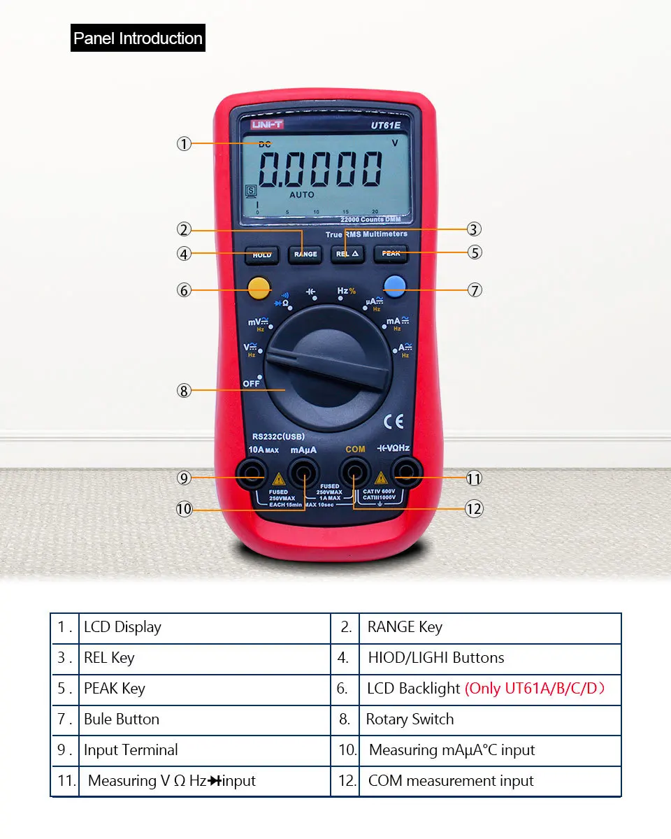 Trus RMS цифровой мультиметр UNI-T UT61E; AC DC напряжение тока ом метр; Емкость Частота Тестер сопротивления диода; ПК подключения